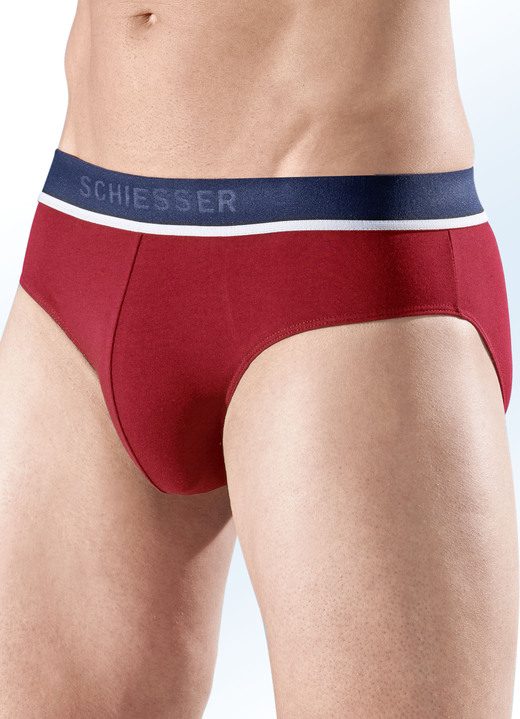Unterwäsche - Schiesser Dreierpack Slips aus Feinjersey, in Größe 004 bis 008, in Farbe 1X MARINE, 1X ROT, 1X GRAU MELIERT Ansicht 2
