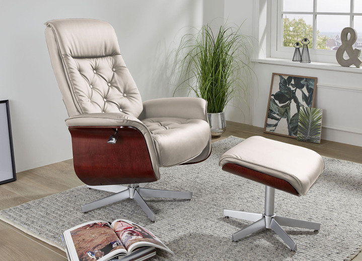 - Relaxsessel mit Hocker, in Farbe BEIGE Ansicht 1