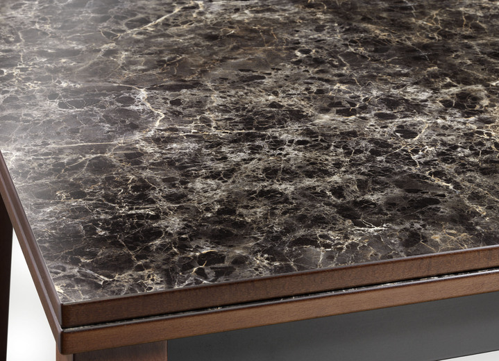 - Esstisch mit dekorativer Tischplatte, in Farbe MARMOR-NUSSBAUM Ansicht 3