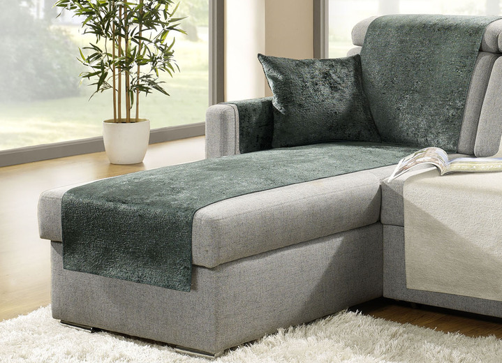 Sessel- & Sofaüberwürfe - Wohnaccessoires mit Anti-Rutsch-Beschichtung, in Größe 100 (Sesselauflage, 50x 90 cm) bis 910 (Kissenbezug, 50x 50 cm), in Farbe TANNE Ansicht 2