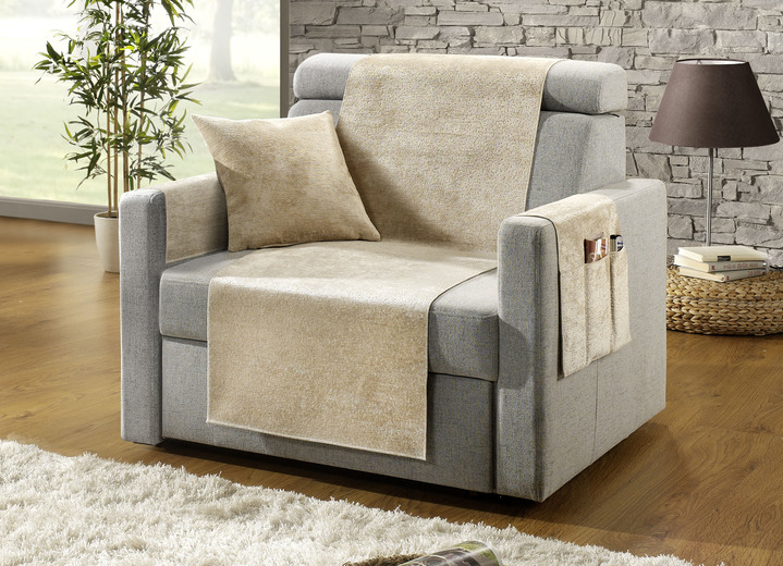 Sessel- & Sofaüberwürfe - Wohnaccessoires mit Anti-Rutsch-Beschichtung, in Größe 100 (Sesselauflage, 50x 90 cm) bis 910 (Kissenbezug, 50x 50 cm), in Farbe CAMEL Ansicht 3