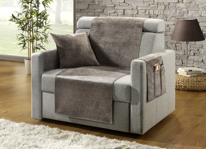 Sessel- & Sofaüberwürfe - Wohnaccessoires mit Anti-Rutsch-Beschichtung, in Größe 100 (Sesselauflage, 50x 90 cm) bis 910 (Kissenbezug, 50x 50 cm), in Farbe TANNE Ansicht 3