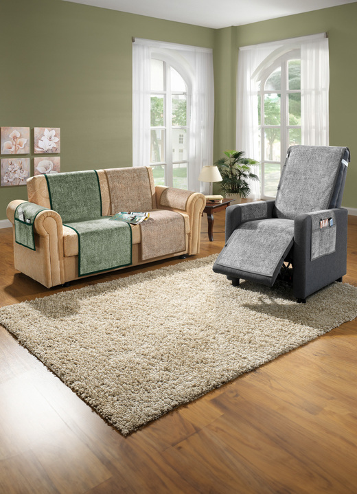 Sessel- & Sofaüberwürfe - Sessel-,Couch- und Armlehnenschoner mit Anti-Rutsch-Beschichtung, in Größe 100 (Sesselauflage, 50x 90 cm) bis 865 (2 Armlehnenschoner 38x 55 cm), in Farbe BRAUN, in Ausführung Qualität 1 Ansicht 3