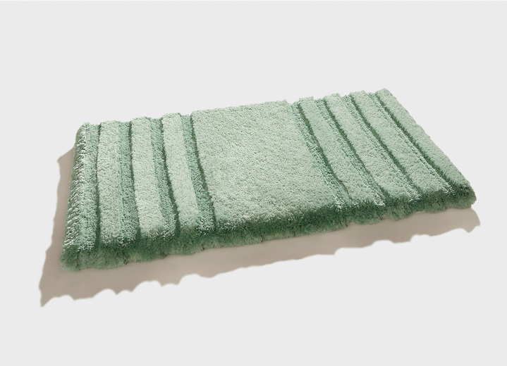 Heimtextilien - Flusenfreie Badgarnitur mit rutschhemmender Rückseite, in Größe 100 (Vorleger halbrund, 50/ 80 cm) bis 110 (Hänge-WC-Garnitur 2-teilig), in Farbe KARIBIKGRÜN Ansicht 1