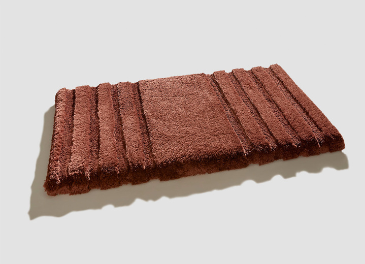 Badgarnituren - Flusenfreie Badgarnitur mit rutschhemmender Rückseite, in Größe 100 (Vorleger halbrund, 50/ 80 cm) bis 110 (Hänge-WC-Garnitur 2-teilig), in Farbe MANDARINE Ansicht 5