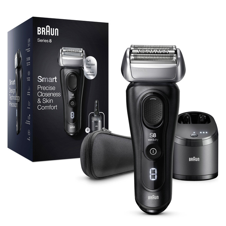 Rasierer & Haarentfernung - Braun Rasierer Series 8 für das nächste Level der Rasur, in Farbe SCHWARZ, in Ausführung Braun Rasierer 8460cc mit 5-in-1 Reinigungsstation Ansicht 1