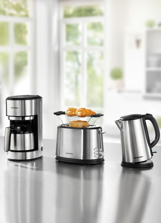 Küchengeräte-Serien - Grundig Frühstücksserie aus hochwertigem Edelstahl, in Farbe EDELSTAHL/SCHWARZ, in Ausführung Toaster Ansicht 1