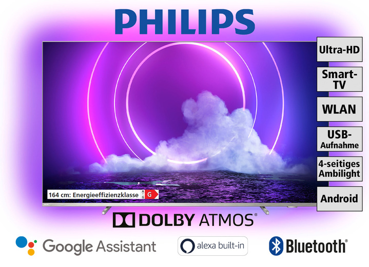 - Philips 4K-Ultra-HD-Ambilight-LED-Fernseher, kompatibel mit DTS Play-Fi, in Farbe SILBER Ansicht 2