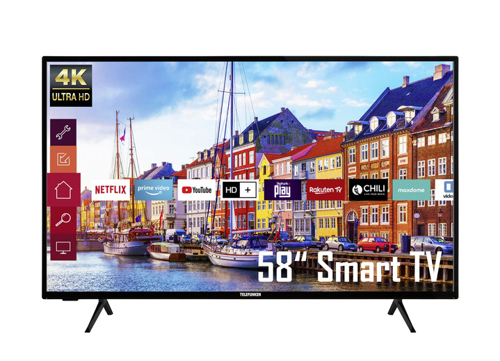 Fernseher - Telefunken 4K-Ultra-HD-LED-Fernseher, in Farbe SCHWARZ