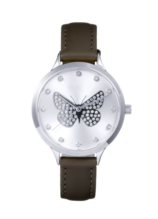 - Quartz-Damenuhr mit Lederband, in Farbe SILBER, in Ausführung Silberfarben Ansicht 2