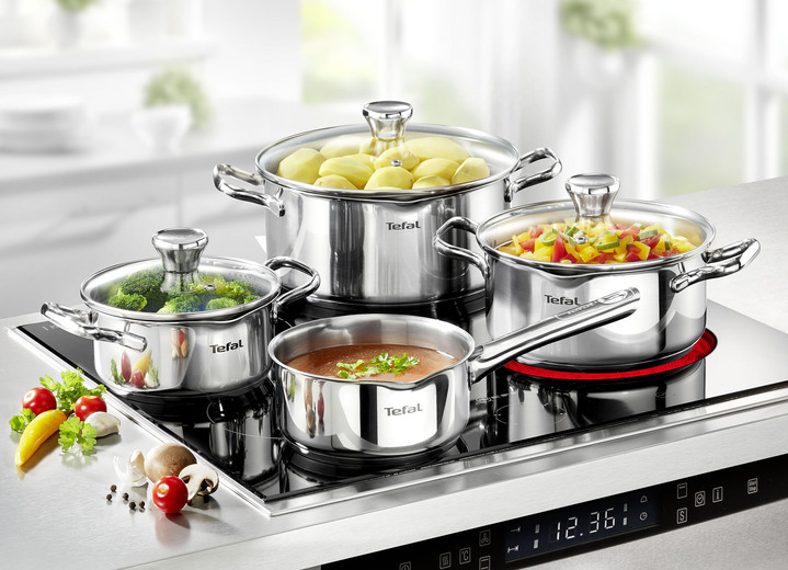 Töpfe, Pfannen & Bräter - Tefal Topf-Set Duetto aus hochglanzpoliertem Edelstahl, in Farbe EDELSTAHL Ansicht 1