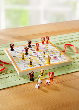 - Brettspiel aus Holz, in Farbe GELB-CREME