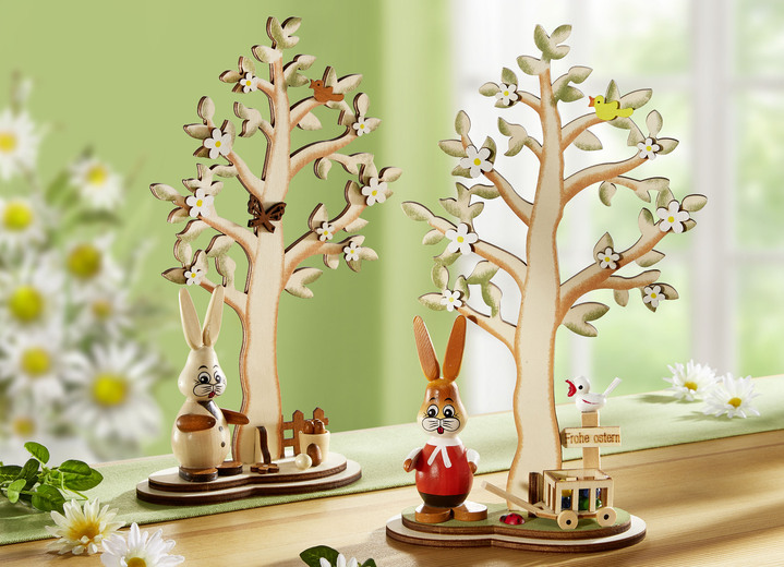 - Osterhase unterm Baum, in Farbe NATUR, in Ausführung Hase natur, mit Ostereiern Ansicht 2
