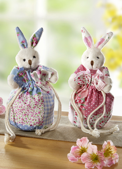 - Häschen-Geschenkesäckchen, 2er-Set - Häschen-Geschenkesäckchen, 2er-Set, in Farbe BLAU-ROSA