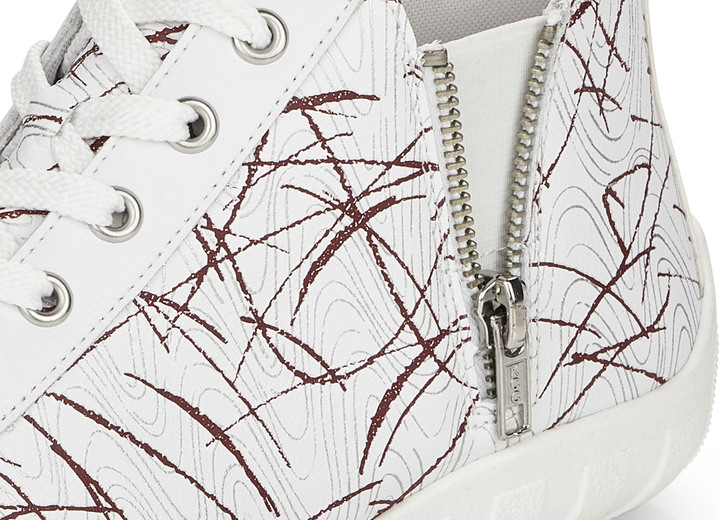 - Remonte Schnür-Stiefelette aus effektvoll bedrucktem Nappaleder, in Größe 036 bis 042, in Farbe WEISS-ROT Ansicht 4