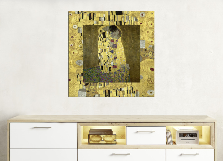Modern - Bild Der Kuß des Künstlers Gustav Klimt, in Farbe GOLD Ansicht 1
