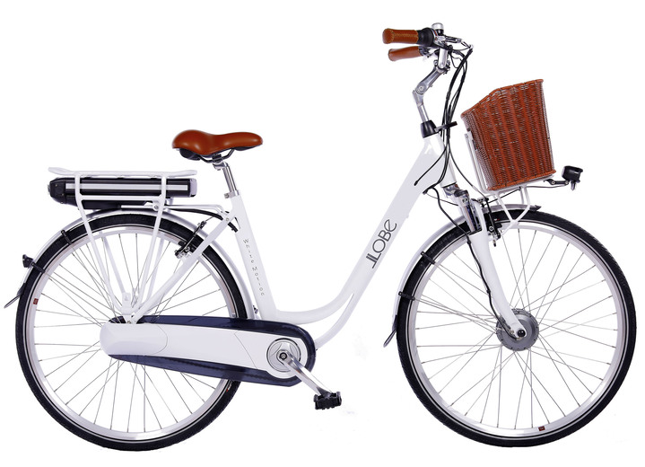 Mobilität - Llobe Akku-City-Bike mit Aluminiumrahmen, in Farbe WEIß, in Ausführung 36 V/10,4 Ah Akku, Reichweite 80-90 km Ansicht 1