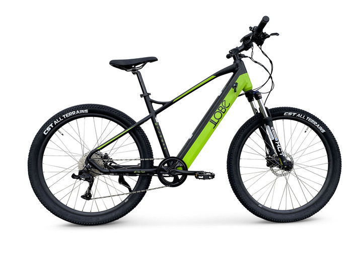 Elektromobilität - Llobe Akku-Elektro-Mountainbike E-MTB MTLogan, in Farbe GRAU-GRÜN Ansicht 1