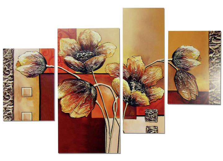 Blumen - Bild, 4-teilig, Mohnblumen von Marcin Rumin, in Farbe BRAUN-ORANGE