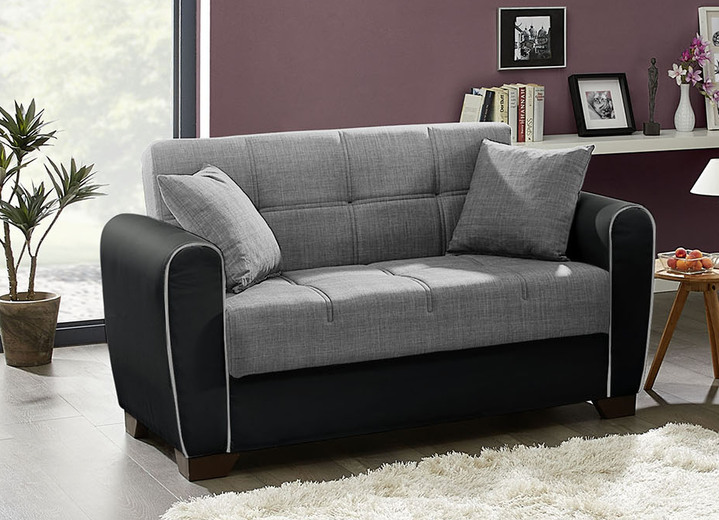 Funktions-Polstermöbel - Polstermöbel mit Bettfunktion und Bettkasten, in Farbe WEISS-SCHWARZ, in Ausführung Polstergruppe, 3-teilig (mit 2 Sesseln) Ansicht 12