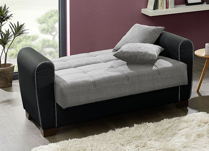 Funktions-Polstermöbel - Polstermöbel mit Bettfunktion und Bettkasten, in Farbe WEISS-SCHWARZ, in Ausführung Polstergruppe, 3-teilig (mit 2 Sesseln) Ansicht 13