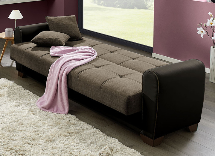 Funktions-Polstermöbel - Polstermöbel mit Bettfunktion und Bettkasten, in Farbe WEISS-SCHWARZ, in Ausführung Polstergruppe, 3-teilig (mit 2 Sesseln) Ansicht 5