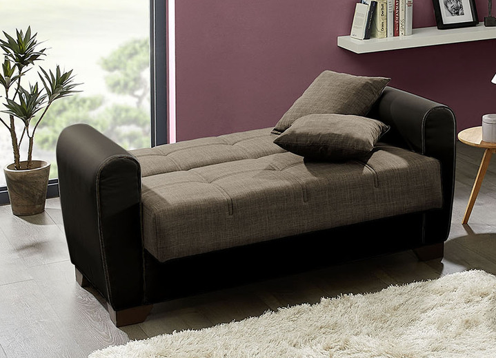 Funktions-Polstermöbel - Polstermöbel mit Bettfunktion und Bettkasten, in Farbe WEISS-SCHWARZ, in Ausführung Polstergruppe, 3-teilig (mit 2 Sesseln) Ansicht 11