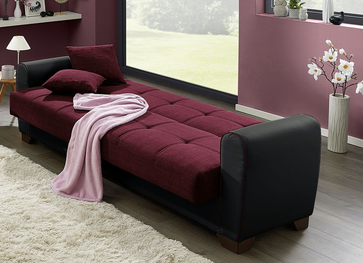 Funktions-Polstermöbel - Polstermöbel mit Bettfunktion und Bettkasten, in Farbe WEISS-SCHWARZ, in Ausführung Polstergruppe, 3-teilig (mit 2 Sesseln) Ansicht 3