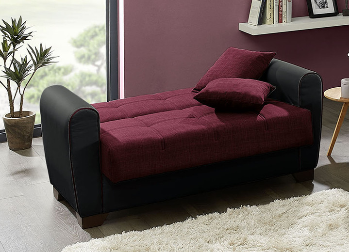 Funktions-Polstermöbel - Polstermöbel mit Bettfunktion und Bettkasten, in Farbe WEISS-SCHWARZ, in Ausführung Polstergruppe, 3-teilig (mit 2 Sesseln) Ansicht 9