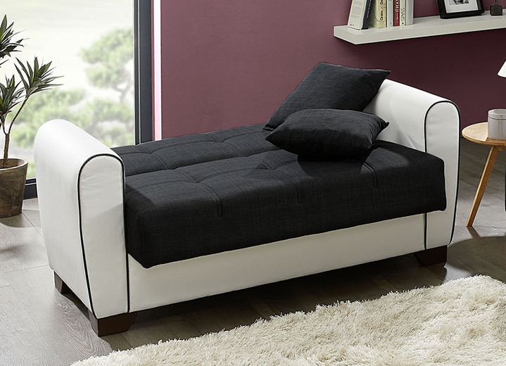 Funktions-Polstermöbel - Polstermöbel mit Bettfunktion und Bettkasten, in Farbe WEISS-SCHWARZ, in Ausführung Polstergruppe, 3-teilig (mit 2 Sesseln) Ansicht 30