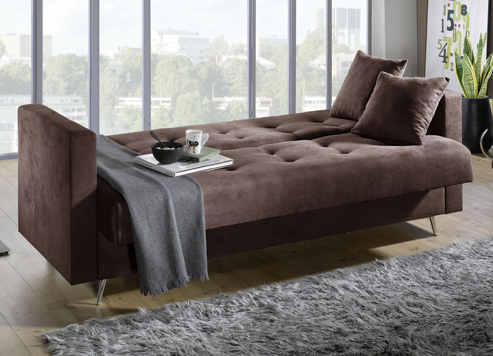 Schlafsofas - Schlafsofa auf Chromfüßen mit Bettkasten Ansicht 4 Schlafsofas - Schlafsofa auf Chromfüßen mit Bettkasten, in Farbe CREME Ansicht 4