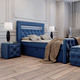 Betten - Boxspringbett mit LED-Beleuchtung, Topper und Nachttisch, in Farbe DUNKELBLAU