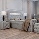 Betten - Boxspringbett mit LED-Beleuchtung, Topper und Nachttisch, in Farbe DUNKELBLAU – Farbe GRAU – Ansicht 1