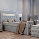 Betten - Boxspringbett mit LED-Beleuchtung und Topper, in Farbe DUNKELBLAU – Farbe GRAU – Ansicht 1
