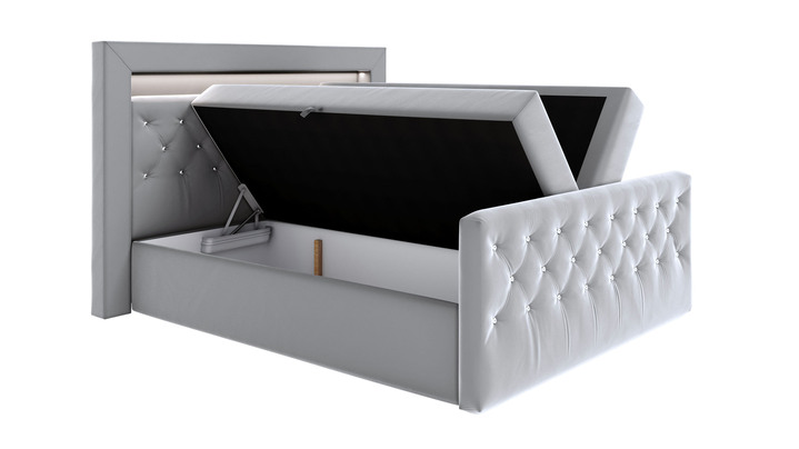 Betten - Boxspringbett mit LED-Beleuchtung und Topper, in Farbe DUNKELBLAU Ansicht 4