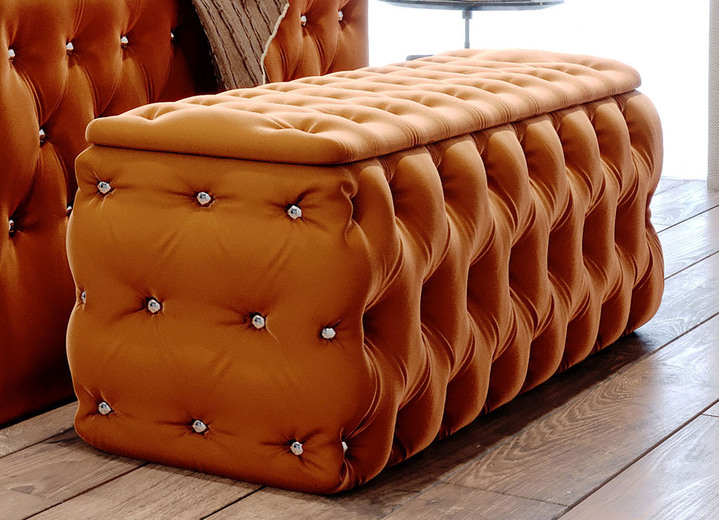 Kleinmöbel - Sitztruhe mit Steppung und Strasssteinen, in Farbe DUNKELBLAU Ansicht 5