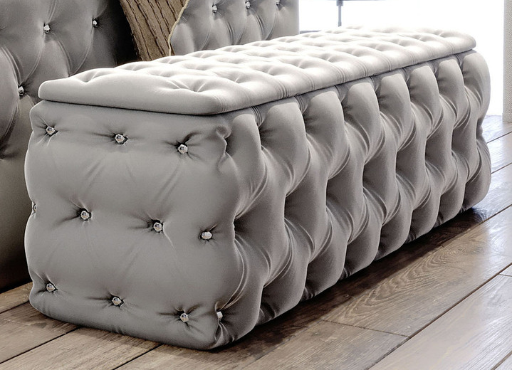 Kleinmöbel - Sitztruhe mit Steppung und Strasssteinen, in Farbe DUNKELBLAU Ansicht 10