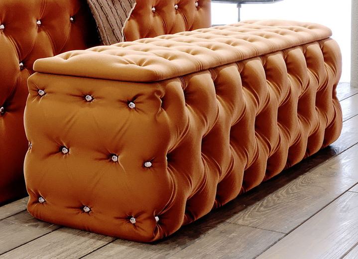 Kleinmöbel - Sitztruhe mit Steppung und Strasssteinen, in Farbe DUNKELBLAU Ansicht 9