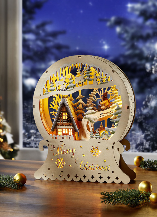 Weihnachtliche Dekorationen - Beleuchtete Holzdekoration, in Farbe NATUR