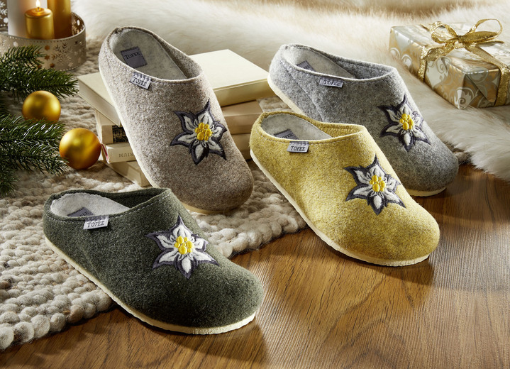 Hausschuhe - Hausschuh mit anatomisch geformten Fußbett, in Größe 036 bis 042, in Farbe OCKER Ansicht 2