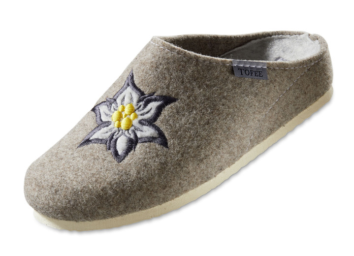 Hausschuhe - Hausschuh mit anatomisch geformten Fußbett, in Größe 036 bis 042, in Farbe HELLGRAU Ansicht 5
