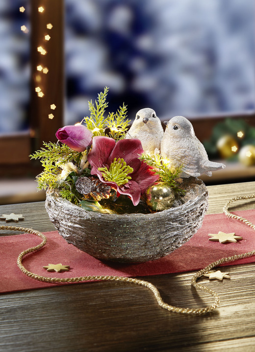 Gestecke & Kränze - Beleuchtete Schale mit Christrosen, in Farbe GRÜN-WEISS