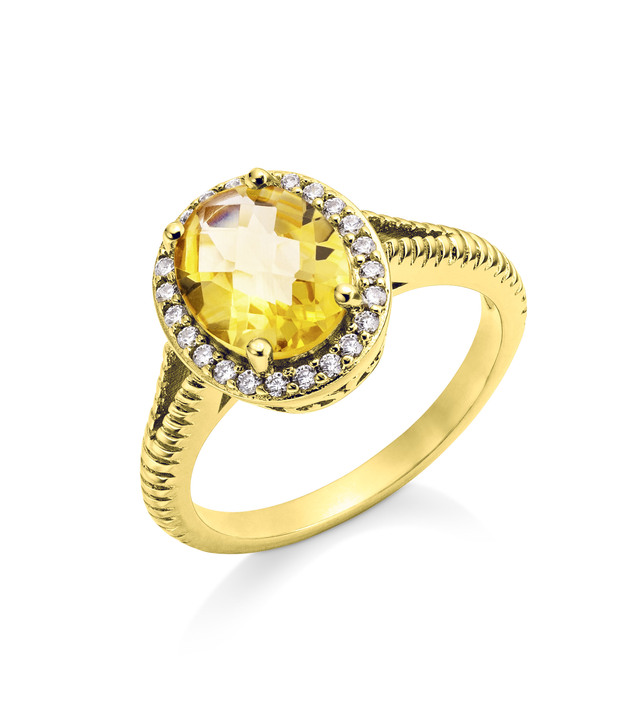 Ringe - Damenring mit echt Citrin und synthetische Zirkonia, in Größe 160 bis 220, in Farbe  Ansicht 2