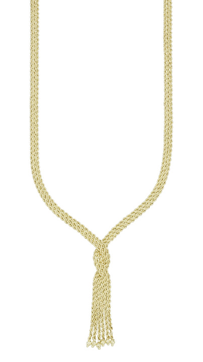 ohne Steine / mit Zirkonia - In interessantem Design: 3-reihige Kordelkette, in Farbe  Ansicht 2