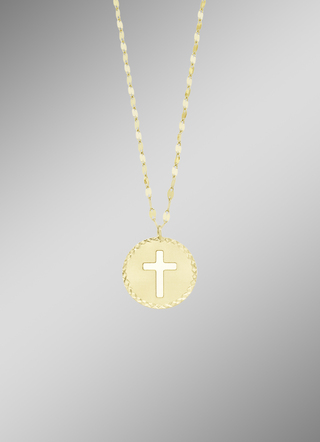 Diamantierte Plättchenkette mit Kreuz