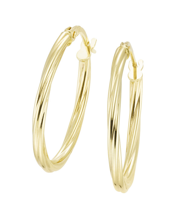 ohne Steine / mit Zirkonia - Tolle, gedrehte Creolen, in Farbe  Ansicht 2