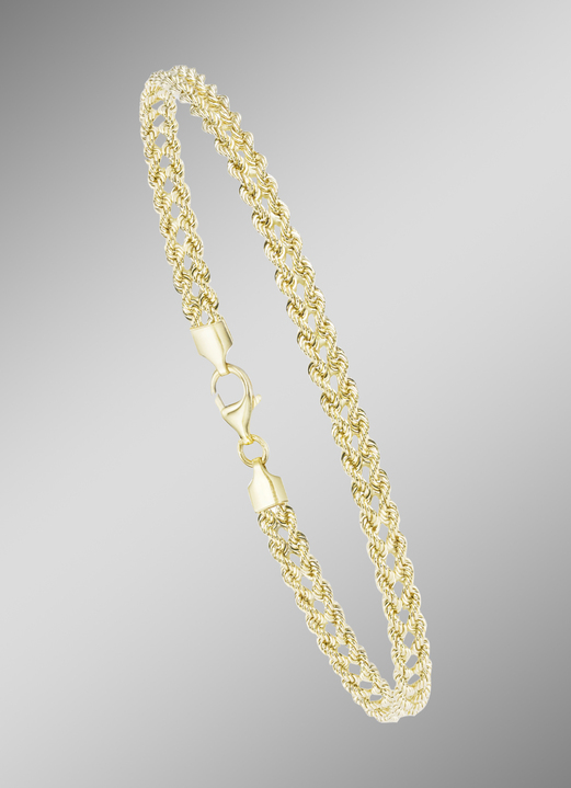 ohne Steine / mit Zirkonia - Kordelketten-Garnitur aus Gold 585/- fein, in Farbe , in Ausführung Armband Ansicht 1