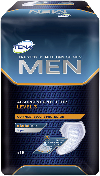 Inkontinenz - Tena Men Einlagen bieten Schutz, Komfort und Diskretion, in Farbe WEISS, in Ausführung Größe 3: Bei starker bis ultrastarker Inkontinenz Ansicht 1