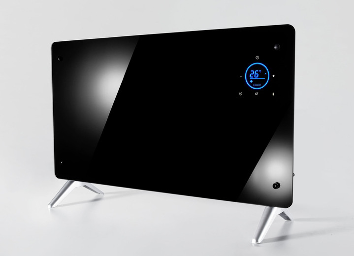 Raumklima - Ultraflaches Glas-Heizpanel mit LED-Display Ansicht 2 Raumklima - Ultraflaches Glas-Heizpanel mit LED-Display, in Farbe SCHWARZ Ansicht 2