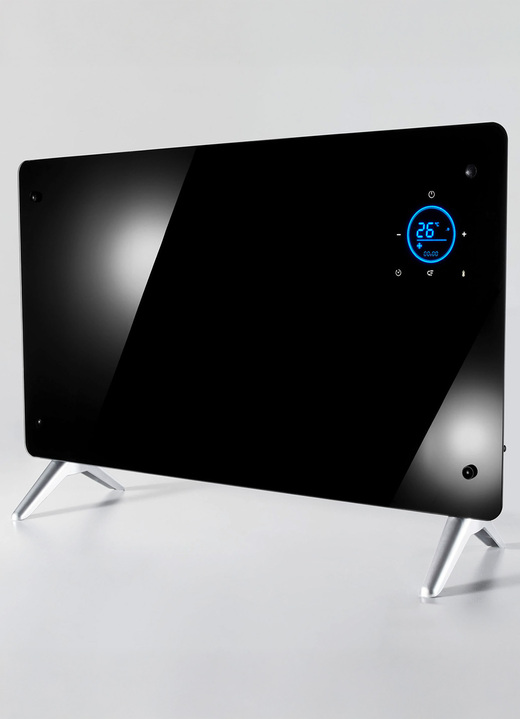 Raumklima - Ultraflaches Glas-Heizpanel mit LED-Display, in Farbe SCHWARZ Ansicht 1
